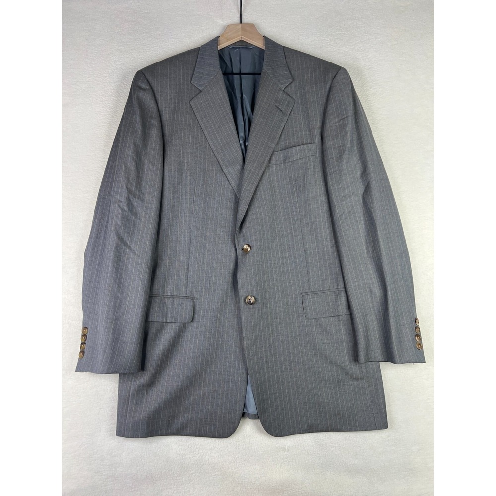 Hickey Freeman Blazer Mens 42L Gray Pinstripe Oakbrook Sport Coat Wool USA Made